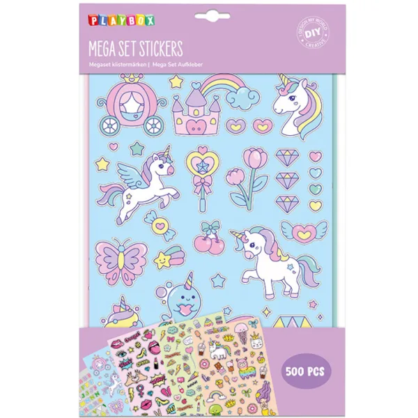 imagen de PlayBox: Set de mega pegatinas con diseño de unicornio - 500 unidades 1