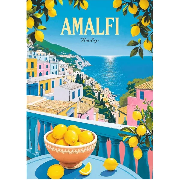 imagen de Pósteres vintage de Amalfi, Italia, rompecabezas premium de 1000 piezas - Trefl 2
