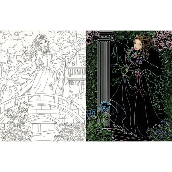 imagen de Princesas ocultas - Libro para colorear con páginas de rascar y colorear 3