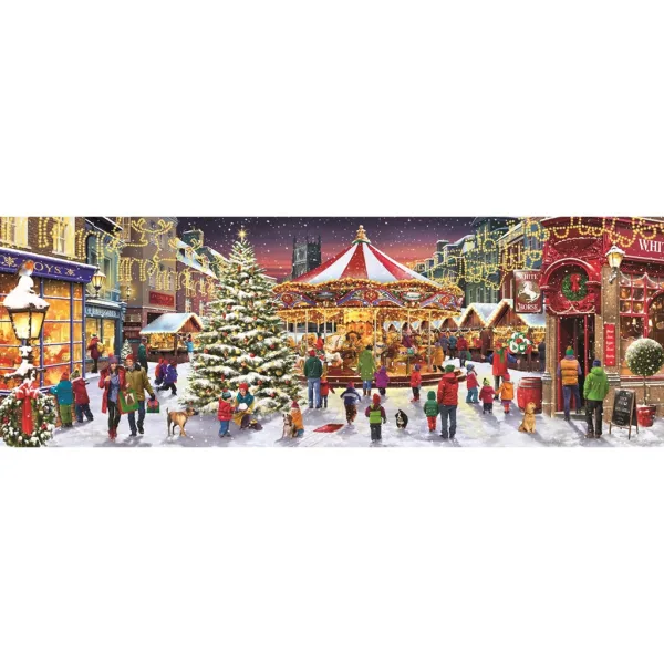 imagen de Pueblo navideño puzzle panorámico de 1000 piezas - Clementoni 2