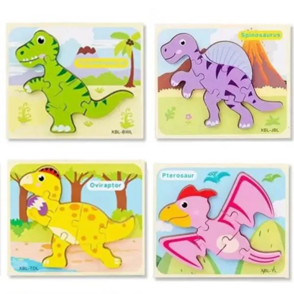 imagen de Puzzle de formas de dinosaurios de madera en varias versiones 2