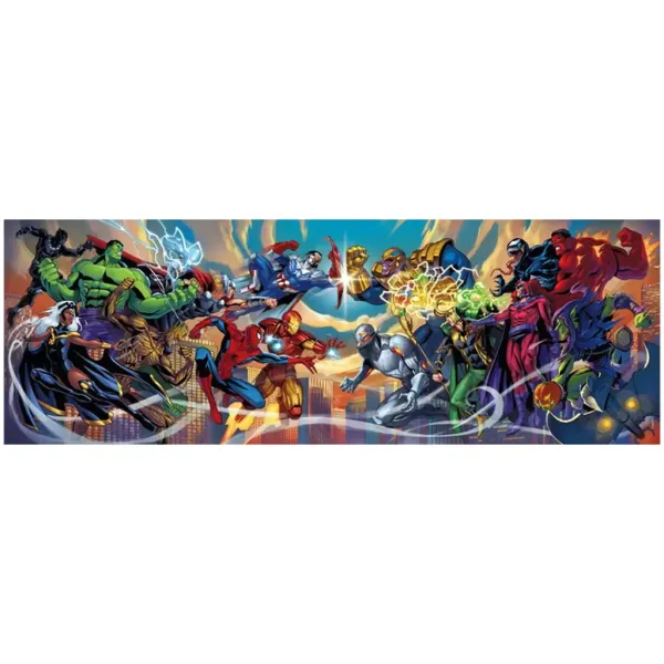 imagen de Puzzle panorámico de 1000 piezas de héroes de Marvel con póster - Clementoni 2