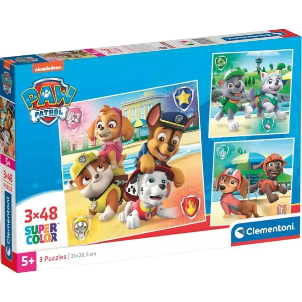 imagen de Puzzle Supercolor 3x48 piezas de Patrulla Canina - Clementoni 1