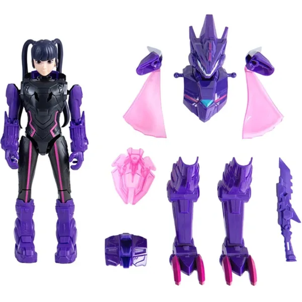 imagen de Quantum Heroes: Figura de acción Dinoster Trina con armadura morada de 20 cm 2