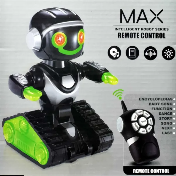 imagen de RC MacroBot interactivo a control remoto en color negro-verde con luz y sonido de 20cm 4