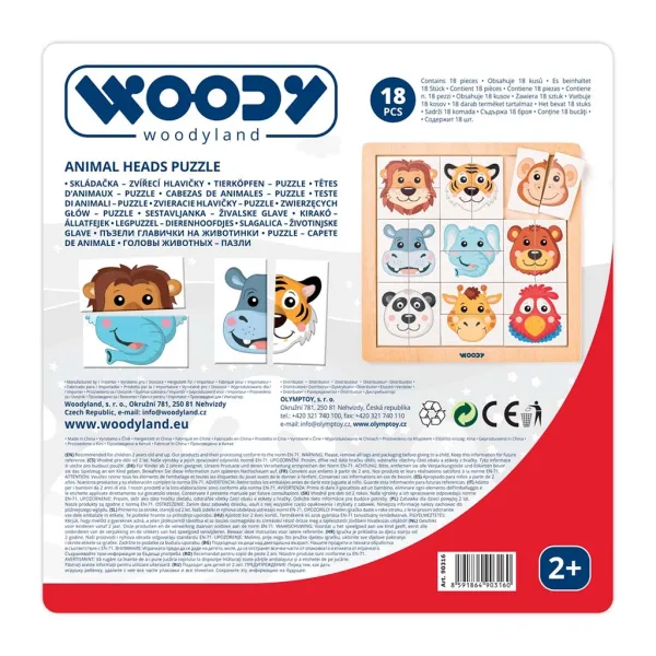 imagen de Rompecabezas de madera con cabezas de animales de Safari Montessori - Woodyland 2