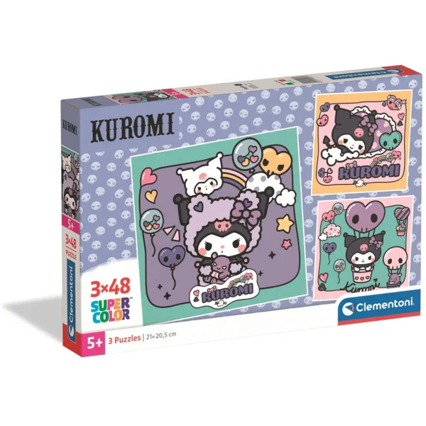imagen de Rompecabezas Super Color de Kuromi 3x48 piezas - Clementoni 1