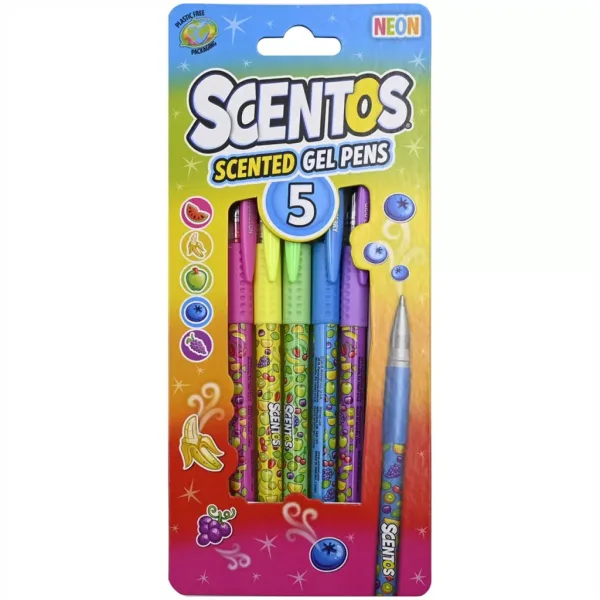 imagen de Scentos Bolígrafo de gel aromático, 5 unidades - colores neón 1
