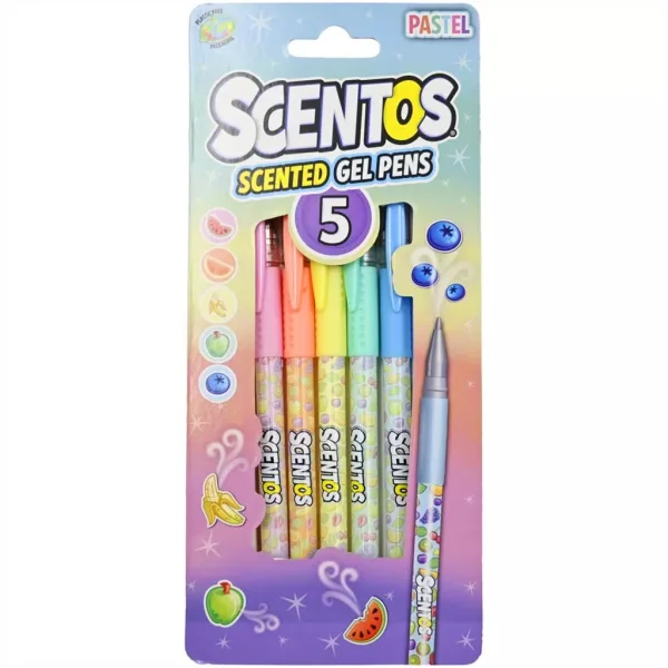 imagen de Scentos Bolígrafo de gel aromático, 5 unidades - colores pastel 1