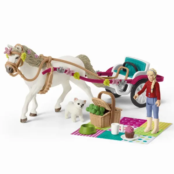imagen de Schleich: Horse Club - Set de juego con carro para exhibición ecuestre con picnic (42467) 2