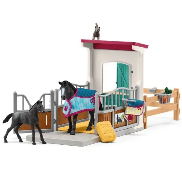imagen de Schleich: Horse Club - Set de juego de box de caballos con yegua y potro (42611) 3