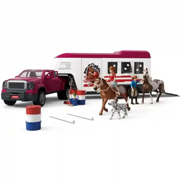 imagen de Schleich: Vehículo todoterreno con remolque y caballos (42705) 2