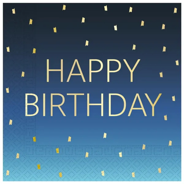 imagen de Servilleta de papel de 2 capas de color azul con la inscripción "Happy Birthday" de 20 unidades 1