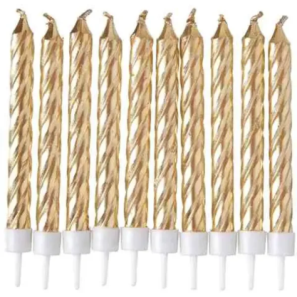 imagen de Set de 10 velas de color dorado retorcidas 2