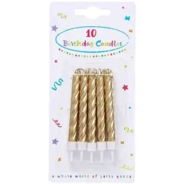 imagen de Set de 10 velas de color dorado retorcidas 1