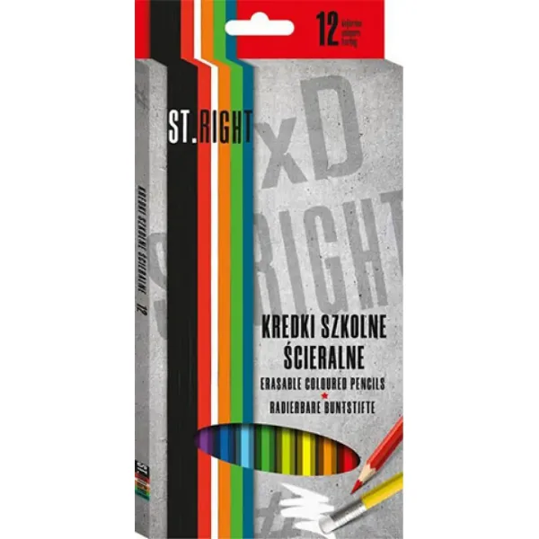 imagen de Set de 12 lápices de colores hexagonales con goma de St.Right 1