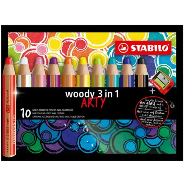 imagen de Set de lápices de colores Stabilo Woody 3in1 ARTY de 10 unidades 1