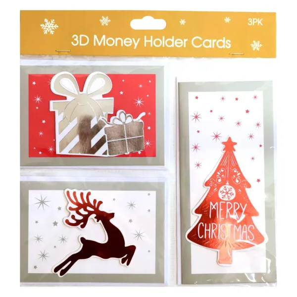imagen de Set de tarjetas de felicitación 3D de Navidad con sobre en varias versiones de 3 unidades 5