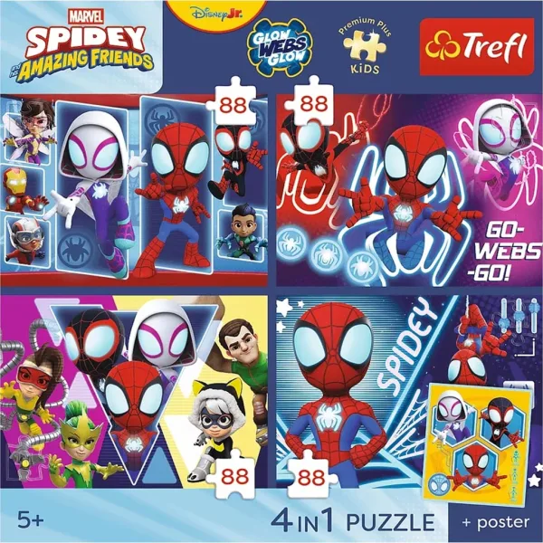 imagen de Spidey y sus amigos - rompecabezas Premium Plus Kids de 4 x 88 piezas - Trefl 2