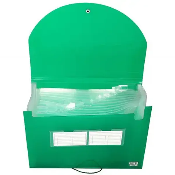 imagen de Spirit: Carpeta de documentos A4 de 12 compartimentos transparente verde 2