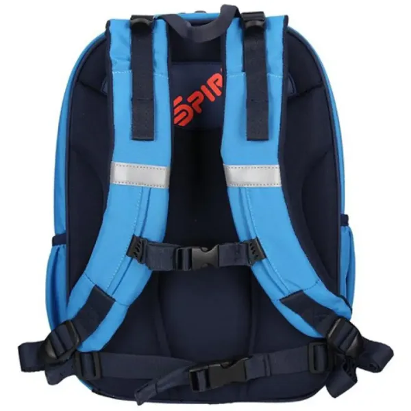 imagen de Spirit: Mochila ergonómica de cuatro compartimentos en color azul con estampado de fútbol 3