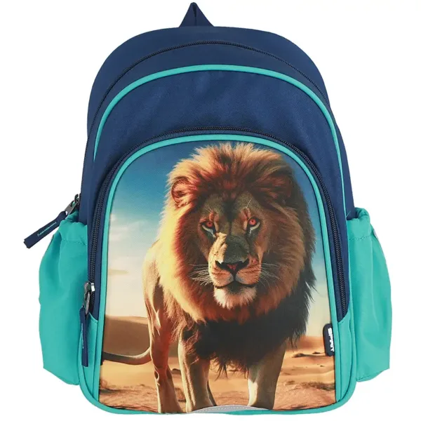 imagen de Spirit: Mochila escolar azul con estampado de león, mochila 24x13x31cm 3