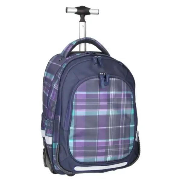 imagen de Spirit: Mochila escolar con ruedas de cuadros morados 2