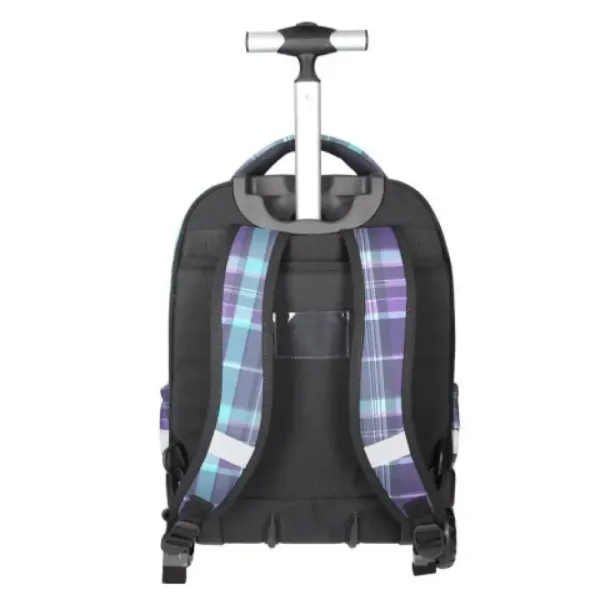 imagen de Spirit: Mochila escolar con ruedas de cuadros morados 4