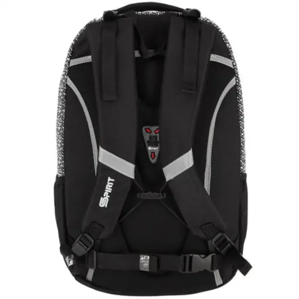 imagen de Spirit: Mochila escolar negra-blanca con forma redondeada 46x32x19cm 3