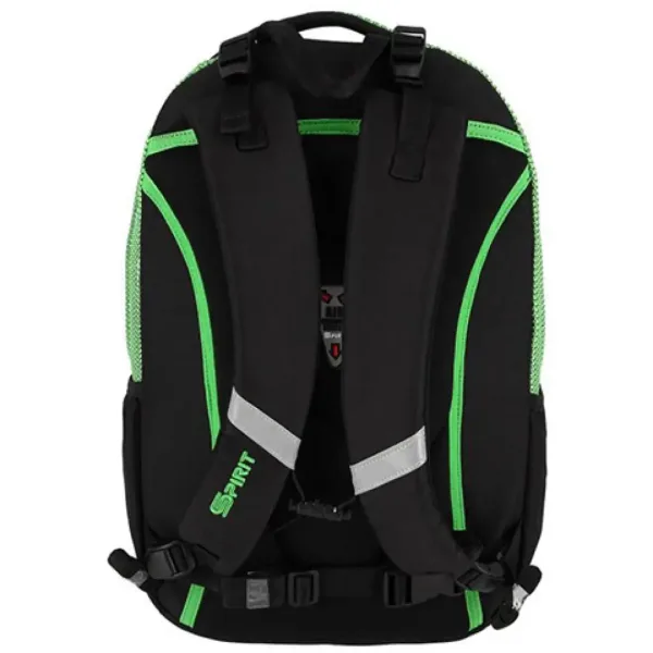 imagen de Spirit: Mochila escolar negra y verde con esquinas redondeadas 46x33x22cm 2