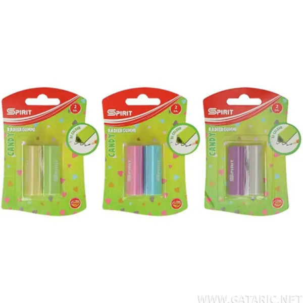 imagen de Spirit: Set de 2 gomas de borrar en forma de triángulo de colores variados 1