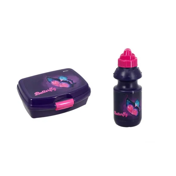 imagen de Spirit: Set de caja de almuerzo y botella con diseño de mariposas 2