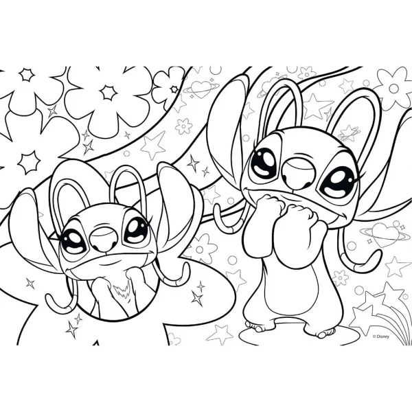 imagen de Puzzle 2 en 1 de Stitch, de 108 piezas, con dibujo para colorear, 50 x 35 cm - Lisciani 2