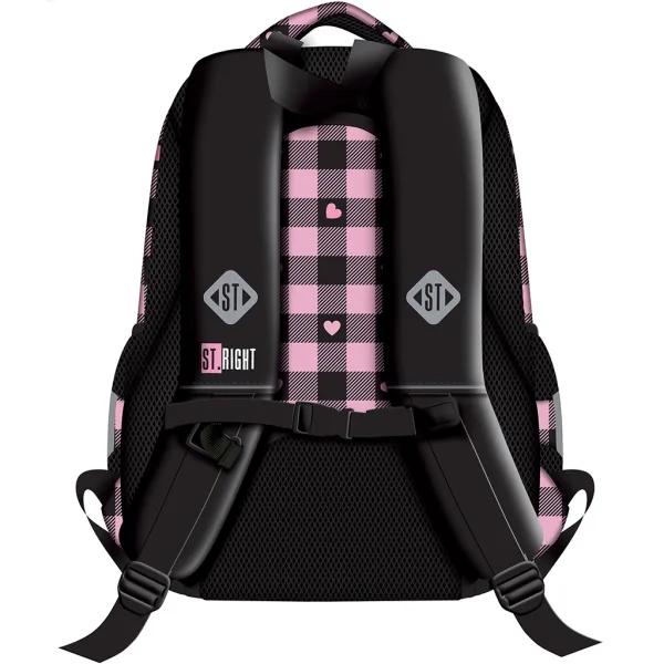 imagen de St.Right Mochila escolar de corazón rosa-negro, mochila BP26 39x27x17cm 2