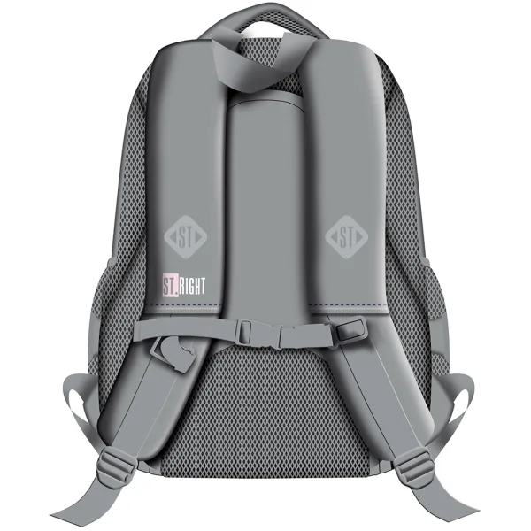 imagen de St.Right Mochila escolar gris con mariposas de tres compartimentos BP26 39x27x17cm 2