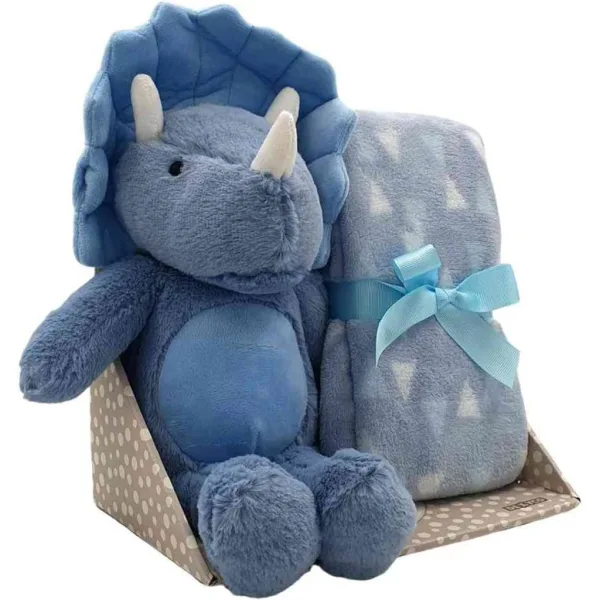imagen de SweetDreams: Manta y peluche triceratops en color azul 1