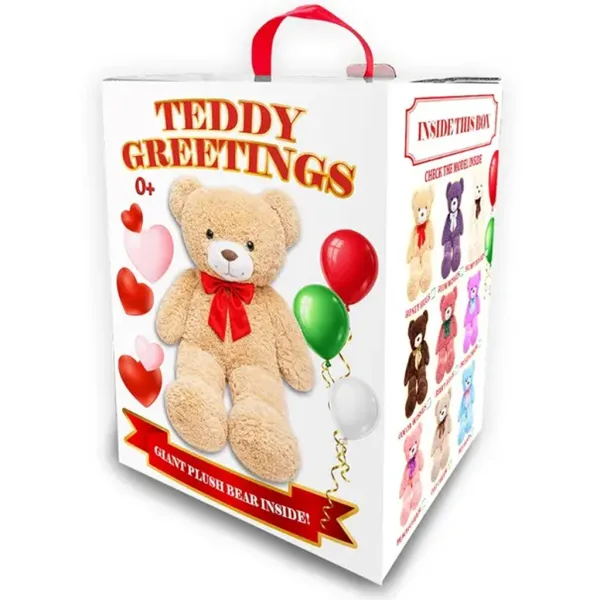imagen de Teddy Greetings: Snow Wishes oso de peluche blanco en caja de regalo de 120cm 2