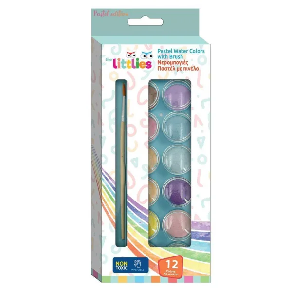 imagen de The Littlies: Pintura al agua 12 piezas en colores pastel con pincel 1