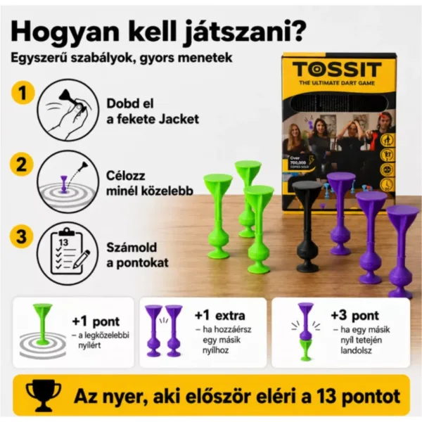 imagen de Tossit Starter Pack lila-verde silicona dardos juego de mesa 3