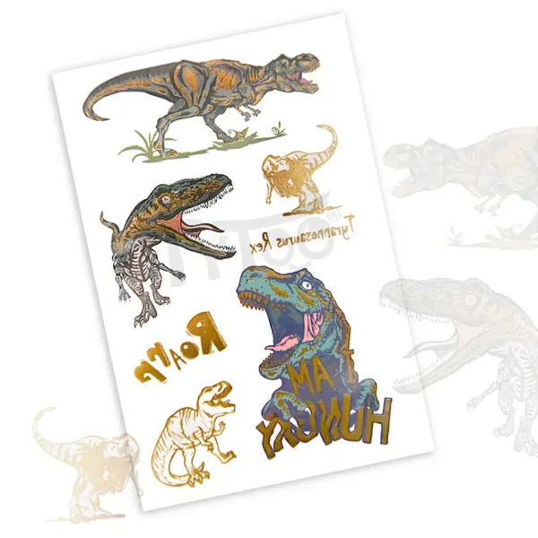imagen de TyToo: Pegatinas de tatuaje de T-rex de dinosaurio 2