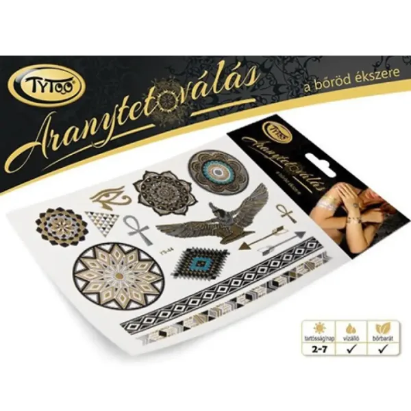 imagen de TyToo: Set de tatuajes dorados con motivos egipcios 21x15cm 2
