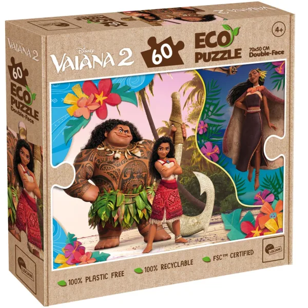 imagen de Vaiana 2 2 en 1 60 piezas Eco puzzle y colorear 70x50cm - Lisciani 1