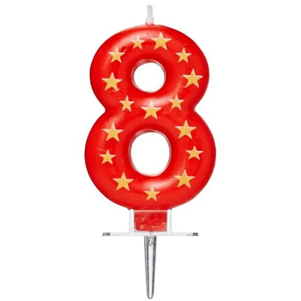 imagen de Vela de cumpleaños con número estrellado 8 2