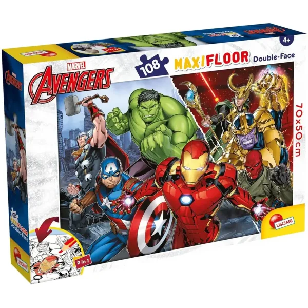 imagen de Vengadores 2 en 1 108 piezas maxi puzzle y colorear 70x50cm - Lisciani 1