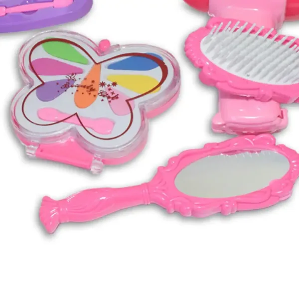 imagen de Vouge Girl - Rosa conjunto de belleza de 9 piezas con paletas de maquillaje, secador de pelo y accesorios 3