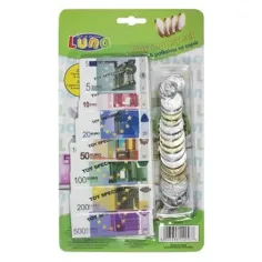 Juego de dinero de euro con billetes y monedas de 37 piezas