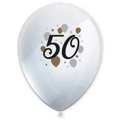 "50" años globo de látex con diseño set de 6 unidades