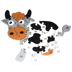 ABC - 123 puzzle de madera de vacas
