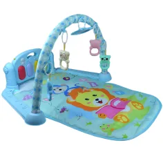 imagen de Alfombra de juego azul con leones y piano para bebés 64x78cm 2