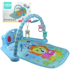 Alfombra de juego azul con leones y piano para bebés 64x78cm
